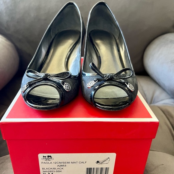 COACH ‘Paola’ wedge peep toed heels. - Picture 5 of 6